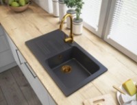 Chiuvetă de bucătărie Granitan ADA 775x435mm BLACK /GOLD (07278001039) imaginea #2 — magazin online Desire.md