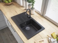 Chiuvetă de bucătărie Granitan ADA 775x435mm Black/Metalic (07278001040) imaginea #2 — magazin online Desire.md