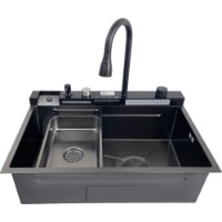 Кухонная мойка SanDonna HD7550 Black Handmade Cascad фото №2 — интернет-магазин Desire.md