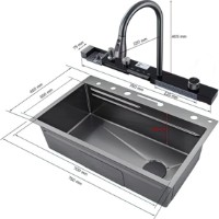 Кухонная мойка SanDonna HD7550 Black Handmade Cascad фото №4 — интернет-магазин Desire.md