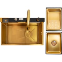 Кухонная мойка SanDonna HD7550 Gold Handmade Cascad фото №2 — интернет-магазин Desire.md