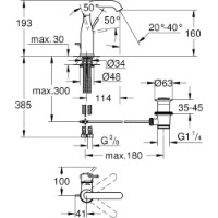 Baterie lavoar Grohe Essence Brushed Hard Graphite M (24173AL1) imaginea #2 — magazin online Desire.md
