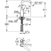 Baterie lavoar Grohe Essence Phantom L  Black (24177KF1) imaginea #2 — magazin online Desire.md