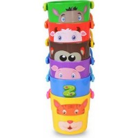 Set de jucării pentru nisip Kaichi Zoo Stack Buckets 6pcs (K999-219B)