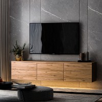 Comodă TV Hanah Home Neon Illuminated Atlantic Pine