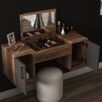 Măsuţă de toaletă Hanah Home Mercan  Light Walnut Anthracite imaginea #3 — magazin online Desire.md