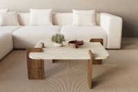 Măsuţă cafea Hanah Home Afrolli Travertine Walnut imaginea #2 — magazin online Desire.md