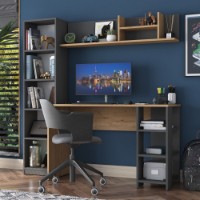 Письменный стол Rani HA125 Walnut Anthracite фото №2 — интернет-магазин Desire.md