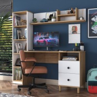 Masa de birou Rani HA115  Walnut White imaginea #2 — magazin online Desire.md
