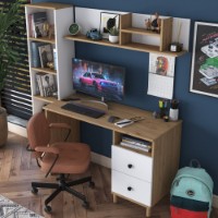 Masa de birou Rani HA115  Walnut White imaginea #3 — magazin online Desire.md
