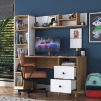 Masa de birou Rani HA115  Walnut White imaginea #4 — magazin online Desire.md
