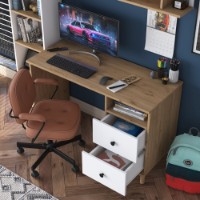 Masa de birou Rani HA115  Walnut White imaginea #5 — magazin online Desire.md