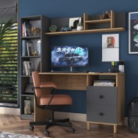Masa de birou Rani HA115 Walnut Anthracite imaginea #2 — magazin online Desire.md