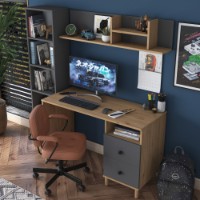 Masa de birou Rani HA115 Walnut Anthracite imaginea #3 — magazin online Desire.md