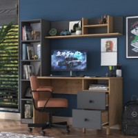 Masa de birou Rani HA115 Walnut Anthracite imaginea #4 — magazin online Desire.md