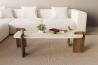 Журнальный столик Hanah Home Leapiri Travertine Walnut фото №2 — интернет-магазин Desire.md