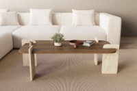 Журнальный столик Hanah Home Leapiri Walnut Travertine фото №2 — интернет-магазин Desire.md