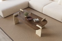 Журнальный столик Hanah Home Leapiri Walnut Travertine фото №3 — интернет-магазин Desire.md