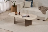 Măsuţă cafea Hanah Home Ovalis Travertine Walnut imaginea #2 — magazin online Desire.md