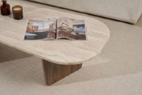 Măsuţă cafea Hanah Home Ovalis Travertine Walnut imaginea #5 — magazin online Desire.md