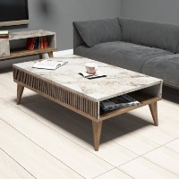 Măsuţă cafea Hanah Home Milan Walnut White Marble