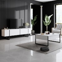 Comodă TV Hanah Home Luxe White Black imaginea #2 — magazin online Desire.md