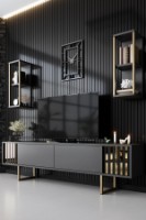 Comodă TV Hanah Home Gold Line Anthracite Black