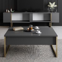 Comodă TV Hanah Home Luxe Anthracite Gold imaginea #5 — magazin online Desire.md