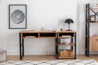 Masa de birou Hanah Home Emro Walnut Black imaginea #2 — magazin online Desire.md