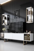 Comodă TV Hanah Home Gold Line White Black