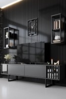 Comodă TV Hanah Home Chrome Line Anthracite Black