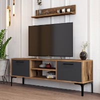 Comodă TV Hanah Home Riga Anthracite Walnut imaginea #2 — magazin online Desire.md