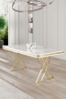 Masă pentru bucătărie Hanah Home Vals White Marble Gold