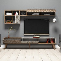 Comodă TV Hanah Home Milan Walnut White Marble imaginea #2 — magazin online Desire.md