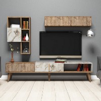 Comodă TV Hanah Home Milan Walnut White Marble imaginea #3 — magazin online Desire.md