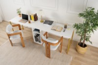 Masa de birou Hanah Home Twin White Gold