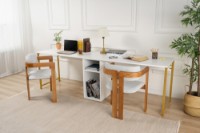 Masa de birou Hanah Home Twin White Gold imaginea #2 — magazin online Desire.md