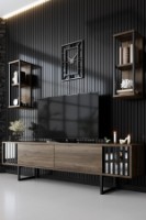 Comodă TV Hanah Home Chrome Line Walnut Black