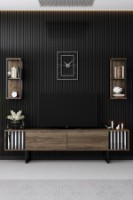 Comodă TV Hanah Home Chrome Line Walnut Black imaginea #2 — magazin online Desire.md
