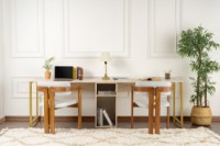 Masa de birou Hanah Home Twin Travertine Gold imaginea #3 — magazin online Desire.md
