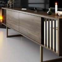 Comodă TV Hanah Home Gold Line Walnut Black imaginea #4 — magazin online Desire.md