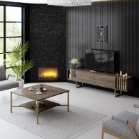Comodă TV Hanah Home Gold Line Walnut Black imaginea #5 — magazin online Desire.md