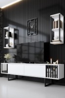 Comodă TV Hanah Home Chrome Line White Black