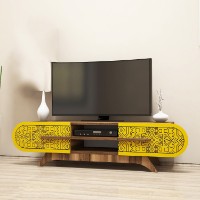 Comodă TV Hanah Home Defne Walnut Yellow