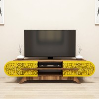 Comodă TV Hanah Home Defne Walnut Yellow imaginea #2 — magazin online Desire.md