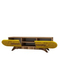 Comodă TV Hanah Home Defne Walnut Yellow imaginea #3 — magazin online Desire.md