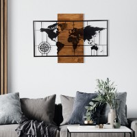 Panou decorativ Wallity World Map Wıth Compass