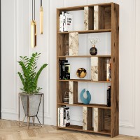 Etajeră Hanah Home Lima Walnut White Marble