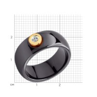 Кольцо чёрное керамическое с бриллиантом Sokolov 6015001 s.16,5 0,5g фото №4 — интернет-магазин Desire.md