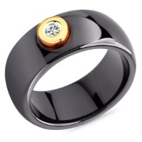 Inel negru ceramic cu diamant Sokolov 6015001 s.16,5 0,5g